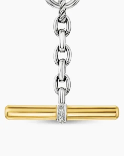 DY Mercer® Petite Toggle Chain Necklace Sterling Silver with 18K Yellow Gold and Diamonds, 4.5mm