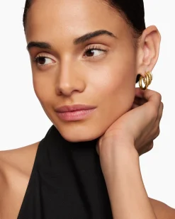 DY Mercer® Three Row Hoop Earrings 18K Yellow Gold with Diamonds, 21mm
