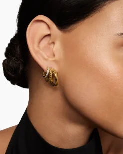 DY Mercer® Three Row Hoop Earrings 18K Yellow Gold with Diamonds, 21mm