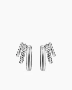 DY Mercer® Three Row Hoop Earrings Sterling Silver, 21mm