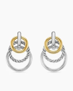 DY Mercer® Triple Ring Drop Earrings Sterling Silver with 18K Yellow Gold, 35.6mm