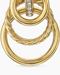 DY Mercer® Triple Ring Drop Earrings 18K Yellow Gold with Diamonds, 35.6mm