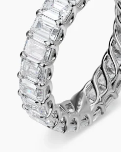 Emerald Cut Band Ring Platinum with Diamonds, 4.2mm