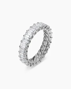 Emerald Cut Band Ring Platinum with Diamonds, 4.2mm
