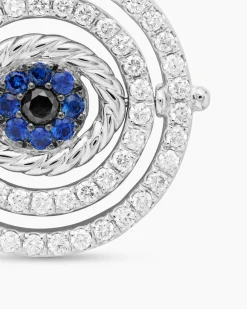 Evil Eye Mobile Amulet 18K White Gold with Pavé Blue Sapphires and Diamonds, 20.5mm