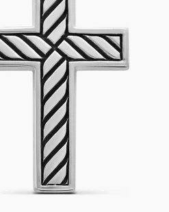Exotic Stone Cross Sterling Silver with Black Onyx, 23mm