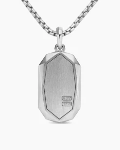 Faceted Amulet Sterling Silver with Diamonds, 36.3mm