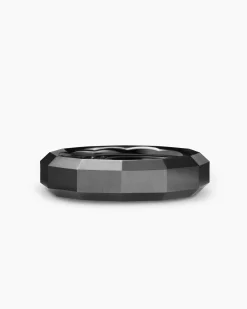 Faceted Band Ring Black Titanium, 6mm