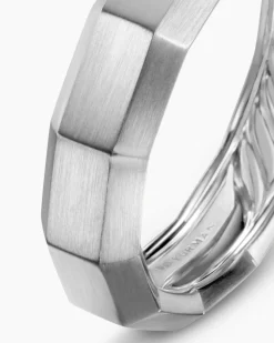 Faceted Band Ring 18K White Gold, 6mm