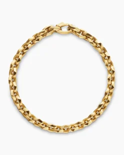 Faceted Chain Bracelet 18K Yellow Gold, 7mm