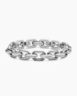Faceted Flat Link Bracelet Sterling Silver, 11mm