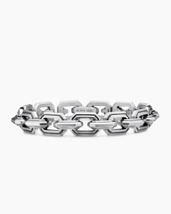 Faceted Flat Link Bracelet Sterling Silver, 11mm