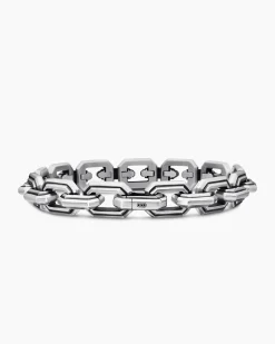 Faceted Flat Link Bracelet Sterling Silver, 11mm