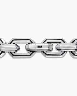 Faceted Flat Link Bracelet Sterling Silver, 11mm