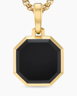 Faceted Stone Amulet 18K Yellow Gold with Black Onyx, 16mm