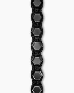 Faceted Woven Bracelet Black Titanium with Black Nylon and Black Onyx, 8mm