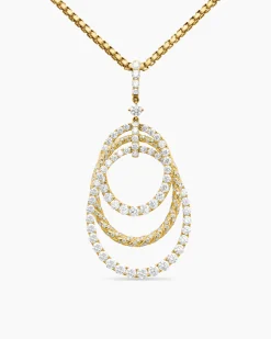 Floating Diamonds Drop Pendant Yellow Gold