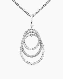 Floating Diamonds Drop Pendant White Gold
