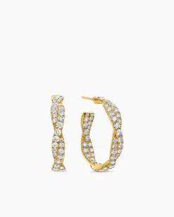 Floating Diamonds Hoop Earrings Yellow Gold