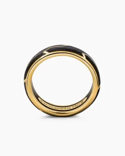 Forged Carbon Band Ring 18K Yellow Gold, 6mm