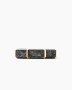 Forged Carbon Faceted Band Ring 18K Yellow Gold, 6mm
