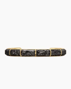 Forged Carbon Faceted Cuff Bracelet 18K Yellow Gold, 8.5mm