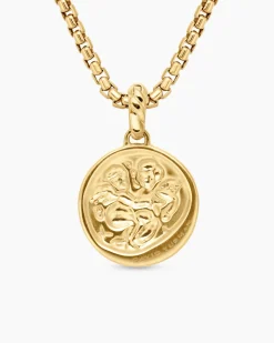 Gemini Amulet 18K Yellow Gold with Diamonds, 19mm