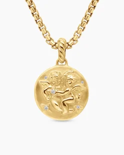 Gemini Amulet 18K Yellow Gold with Diamonds, 19mm