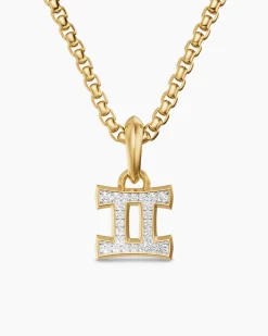 Gemini Amulet 18K Yellow Gold with Diamonds, 15.2mm