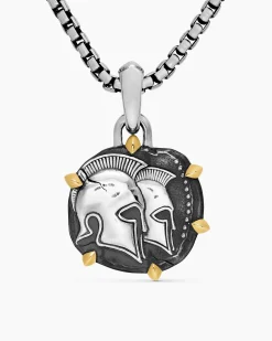 Gemini Amulet Sterling Silver with 18K Yellow Gold, 23mm