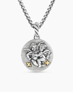 Gemini Amulet Sterling Silver with 18K Yellow Gold and Diamonds, 19mm