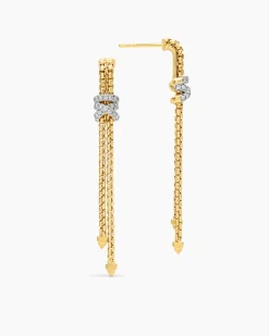 Helena Box Chain Drop Earrings 18K Yellow Gold with Diamonds, 52.8mm