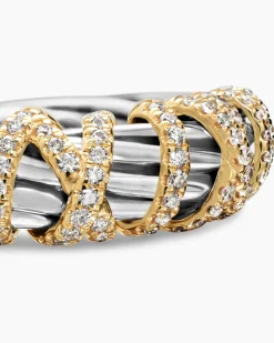 Helena Ring Sterling Silver with 18K Yellow Gold and Diamonds, 7.7mm