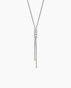 Helena Y Necklace Sterling Silver with 18K Yellow Gold with Diamonds