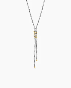Helena Y Necklace Sterling Silver with 18K Yellow Gold with Diamonds