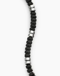 Hex Bead Bracelet Sterling Silver with Black Onyx, 6mm