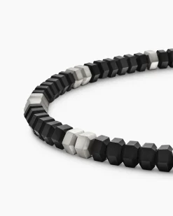 Hex Bead Bracelet Sterling Silver with Black Onyx, 6mm