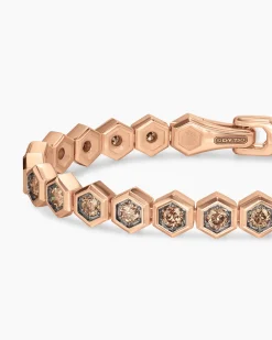 Hex Pavé Tennis Bracelet 18K Rose Gold with Cognac Diamonds, 8mm