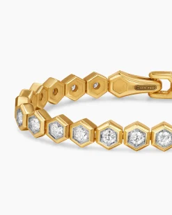 Hex Pavé Tennis Bracelet 18K Yellow Gold with Diamonds, 8mm