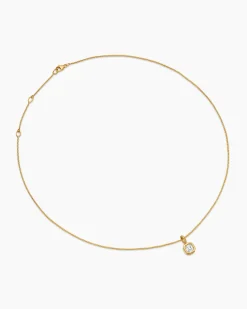 Illusion Set Drop Necklace 18K Yellow Gold with Diamond, 7.7mm