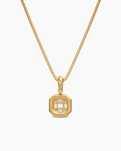 Illusion Set Drop Necklace 18K Yellow Gold with Diamond, 7.7mm