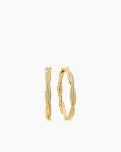 Infinity Hoop Earrings 18K Yellow Gold with Diamonds, 42mm