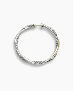 Infinity Hoop Earrings Sterling Silver with 14K Yellow Gold, 42mm