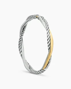 Infinity Hoop Earrings Sterling Silver with 14K Yellow Gold, 42mm