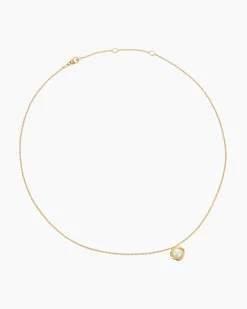 Infinity Pendant Necklace 18K Yellow Gold with Pearl, 10mm