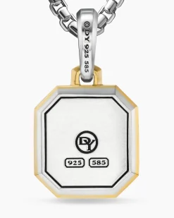 Initial Amulet Sterling Silver with 14K Yellow Gold A, 17mm