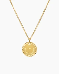 Initial Charm Necklace 18K Yellow Gold with Diamond A