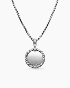 Initial Charm Necklace Sterling Silver with Diamond A
