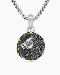 Leo Amulet Sterling Silver with 18K Yellow Gold, 23mm