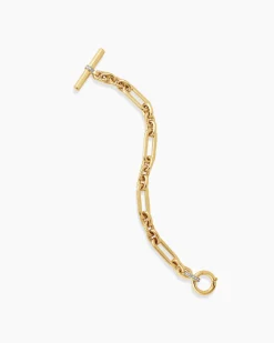 Lexington Chain Bracelet 18K Yellow Gold with Diamonds, 9.8mm